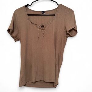 Khaki Green Bow Tie Front Pointelle Old Navy Shirt